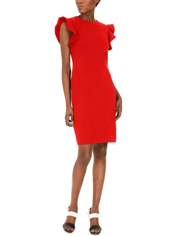 Womens Pintuck Mini Sheath Dress