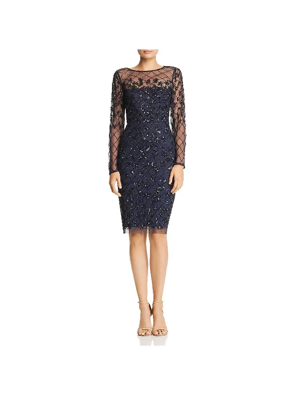 Womens Cocktail Beaded Sheath Dress