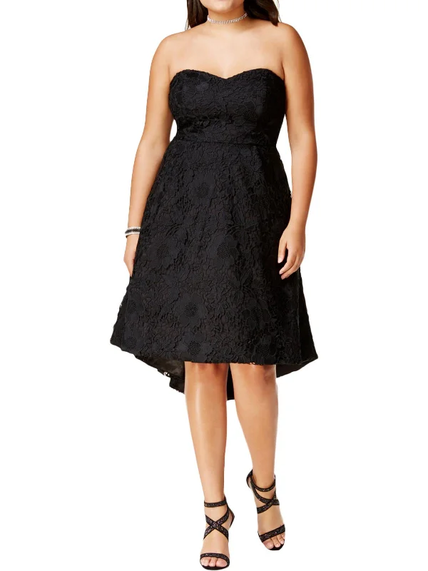 Plus Clara Womens Lace Interchangable Straps Cocktail Dress