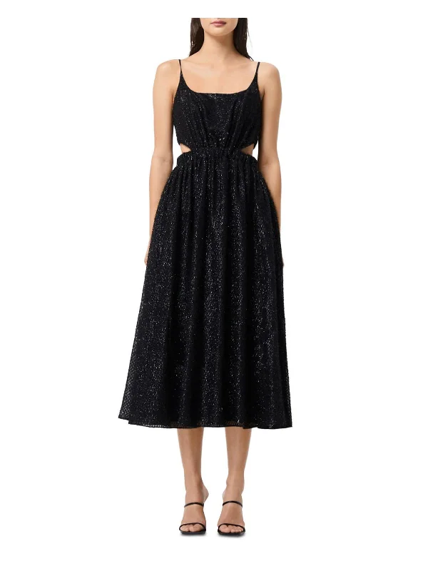 Nerdia Womens Shimmer Cut-Out Cocktail and Party Dress