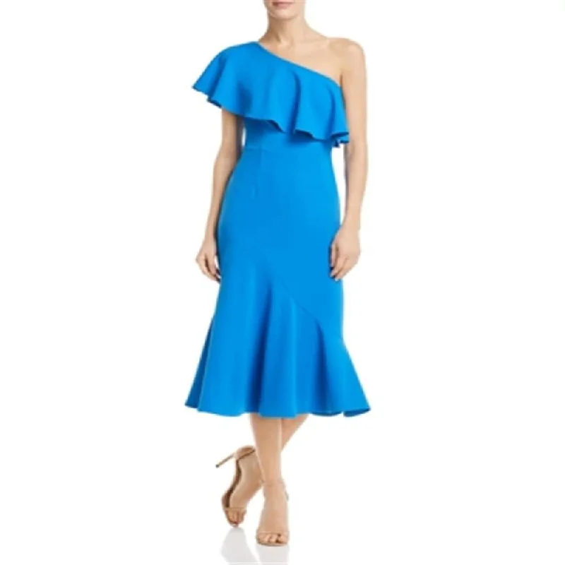 Aqua Women's One Shoulder Ruffled Dress Blue