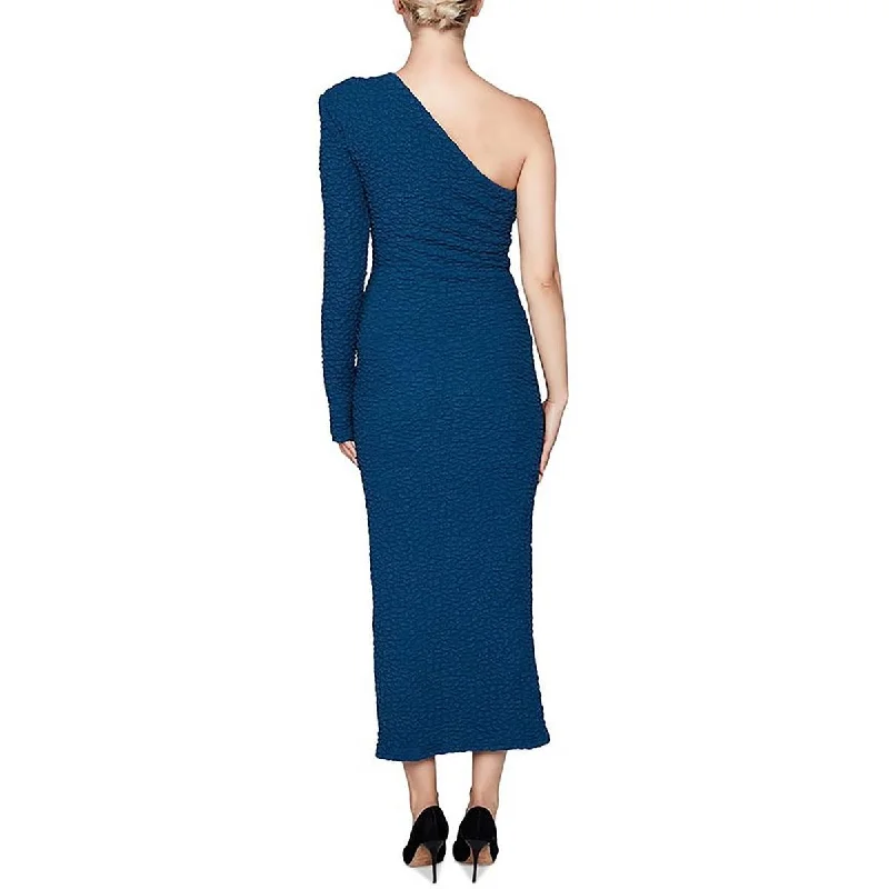 Bardot Women's One Shoulder Crinkle Sheath Dress Blue Size Large