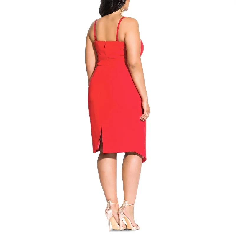 City Chic Women's Trendy Plus Size Twisted Asymmetrical Dress Red Size Petite Small