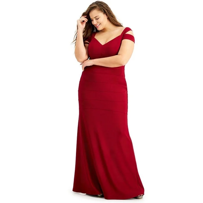 Emerald Sundae Women's Cold Shoulder A Line Dress Red Size 14