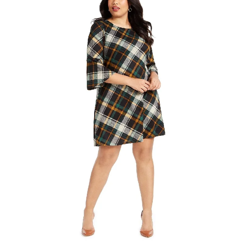 Jessica Howard Women' Plus Size Plaid A-Line Dress Black Size 1X