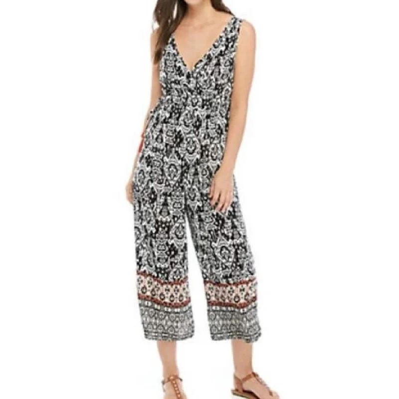 John Paul Richard Women's Printed Tassel Jumpsuit Black Size Large