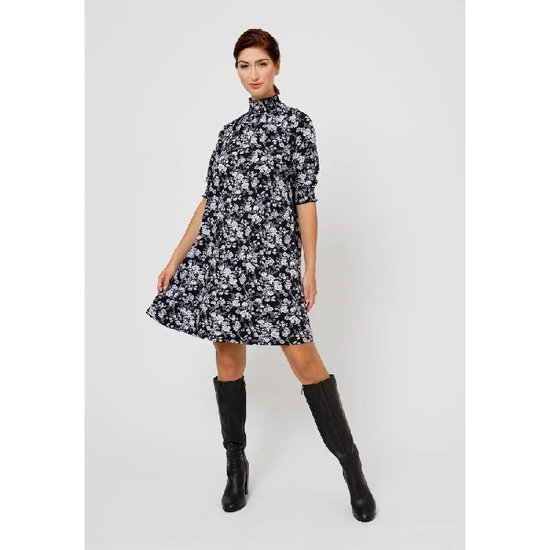 Leota Women's Raelyn Floral Mock Neck Dress Black