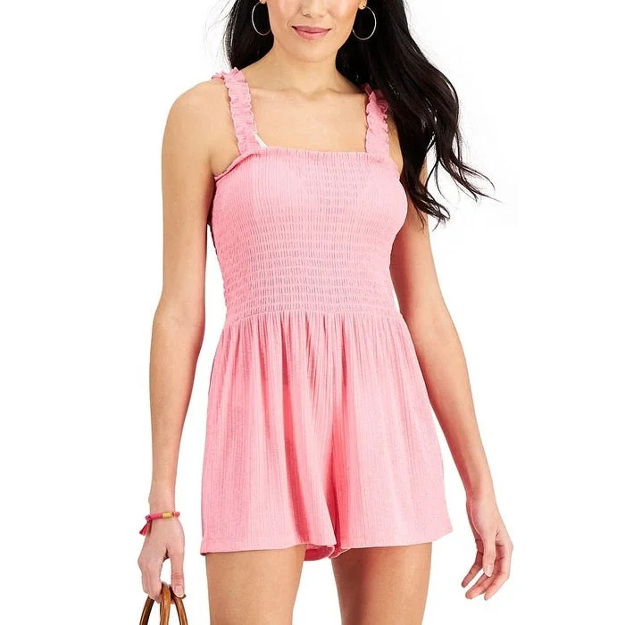 Miken Junior's Scrunchie Strap Cover Up Romper Swimsuit Pink