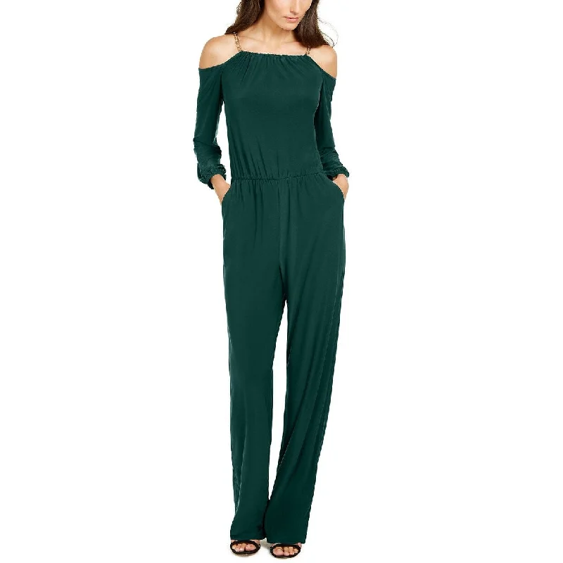 NY Women's Collection Petite Chain-Link Jumpsuit Med Green Size Petite Small