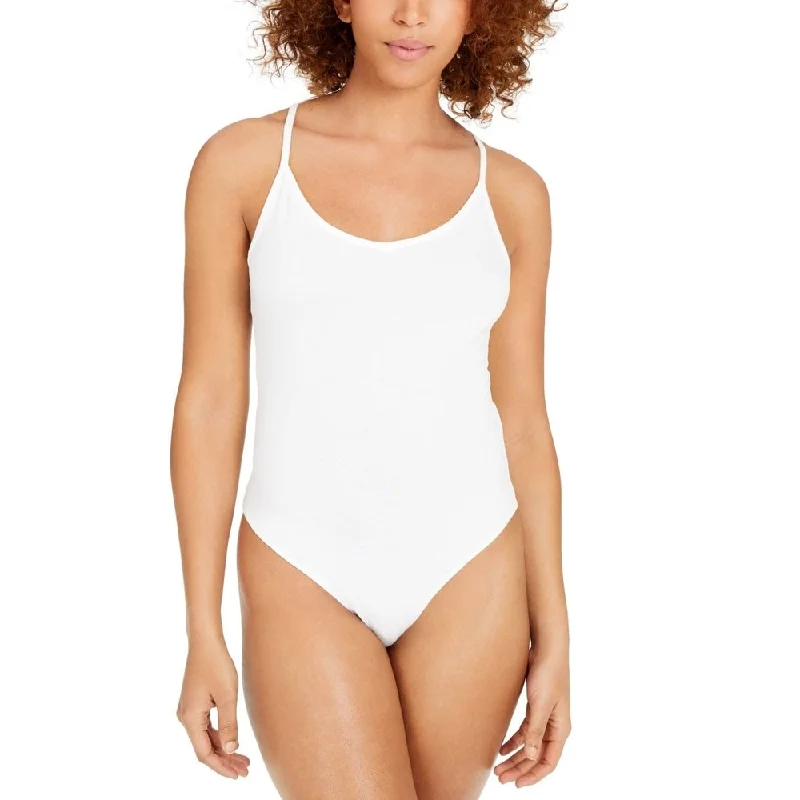 Planet Gold Junior's Cage Back Bodysuit White Size Large