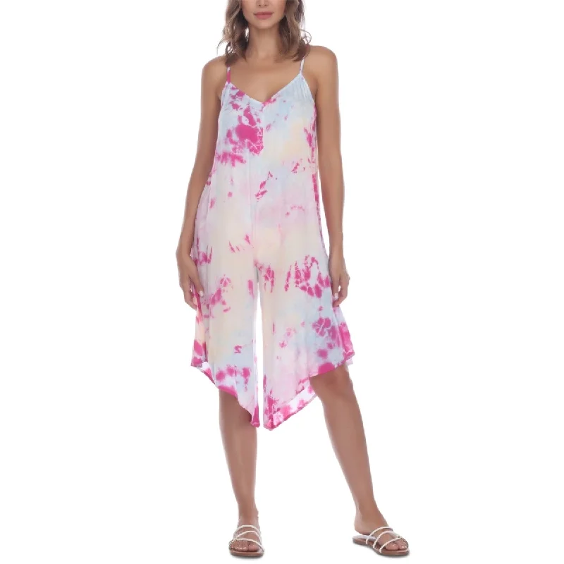 Raviya Women's Tie Dye Sleeveless Jumpsuit Swim Cover Up Swimsuit Pink Size 19