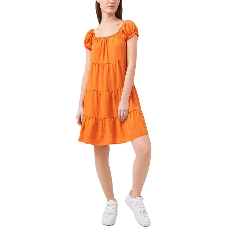 Riley & Rae Women's Tiered Cap Sleeve Dress Orange Size Medium