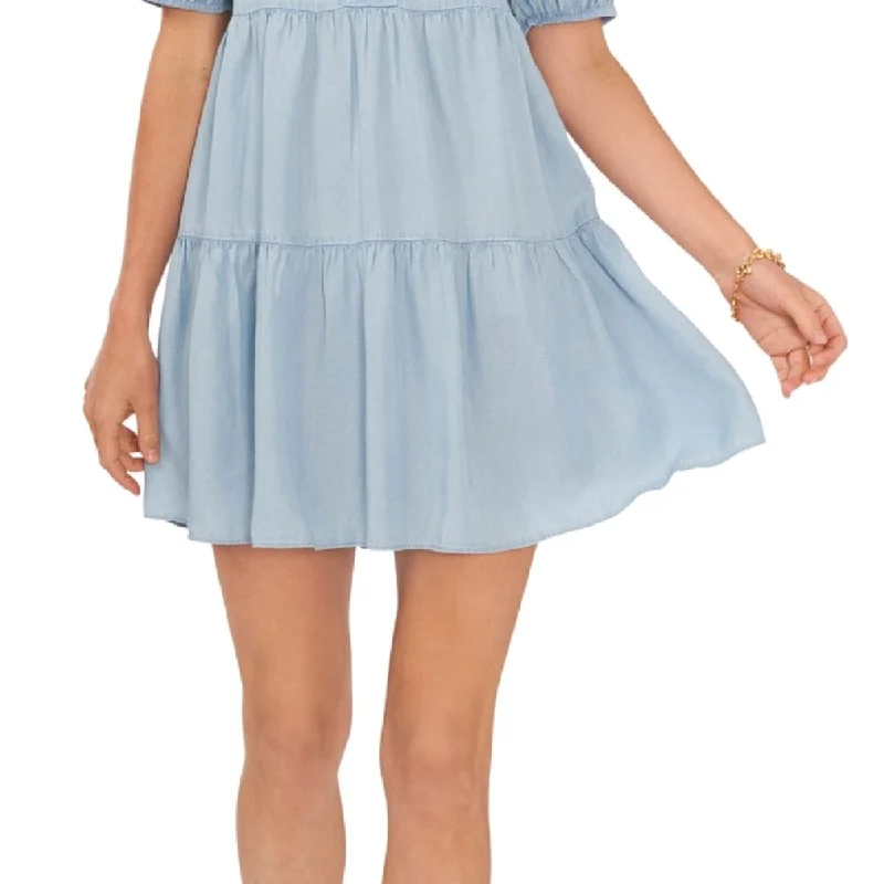 Sam & Jess Women's Tiered Baby Doll Dress Blue Size Small