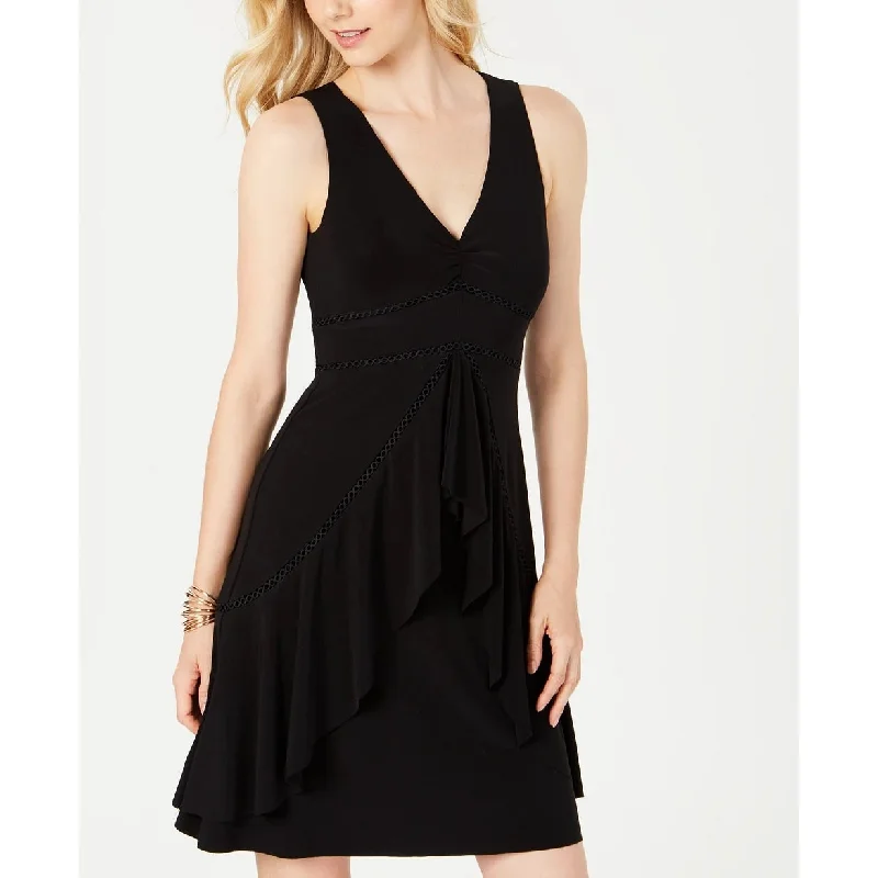 Taylor Women's Ruffled V-Neck Dress Black Size 10