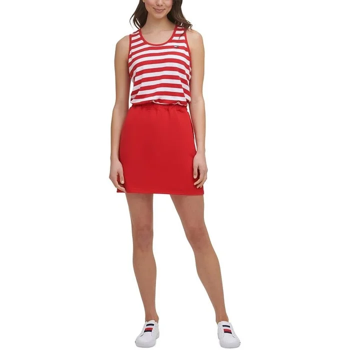 Tommy Hilfiger Women's Striped Colorblocked Dress Red Size Large