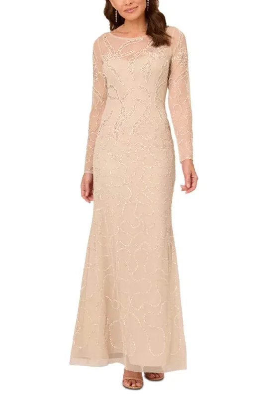 Adrianna Papell AD5E210709 - Beaded Illusion Bateau Evening Gown