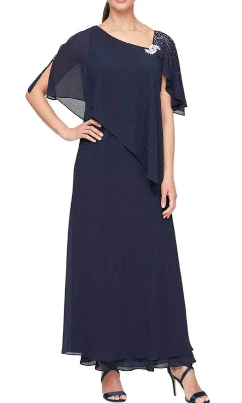 Alex Evenings - 8192003 Asymmetrical Caped Chiffon Dress