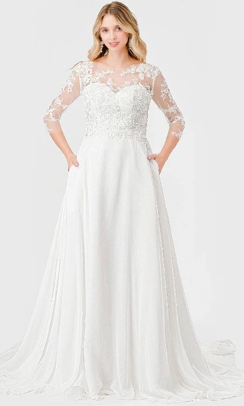 Aspeed Design MS0031 - Embroidered Long Sleeve Wedding Gown