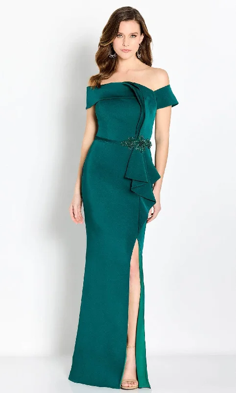 Cameron Blake CB761 - Fold-Over Detailed Off-Shoulder Evening Gown