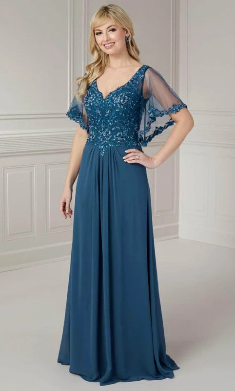 Christina Wu Elegance 17128 - Illusion Sleeve A-Line Evening Gown