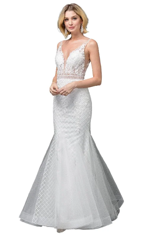 Dancing Queen 0123 - Lace Sleeveless Plunging V-Neck Wedding Gown