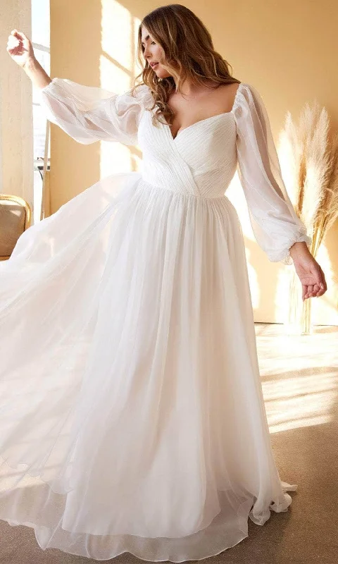 Ladivine CD243WC - Long Sleeve Sheer Wedding Gown